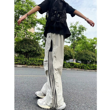 American Style Casual Trousers 2024 Autumn Trendy High Street Thin Quick Dry Straight-Leg Sweatpants Loose Fit Casual Pants