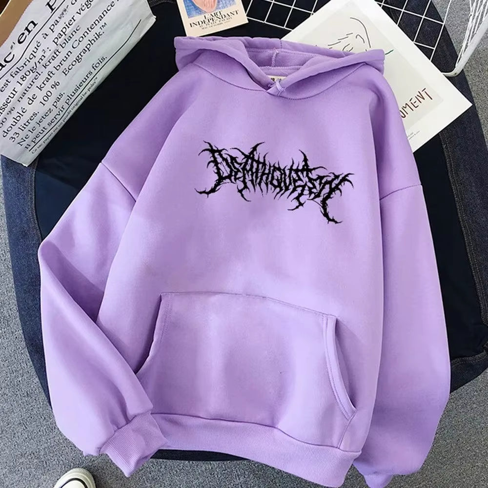 Men'S Loose Fleece-Lined Letter Print Hoodie Sweatshirt Southeast Asia Style Autumn Winter Casual Comfortable Streetwear