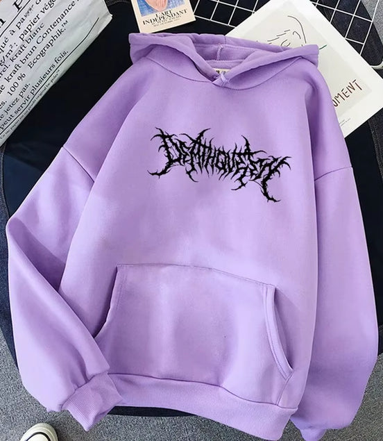 Men'S Loose Fleece-Lined Letter Print Hoodie Sweatshirt Southeast Asia Style Autumn Winter Casual Comfortable Streetwear