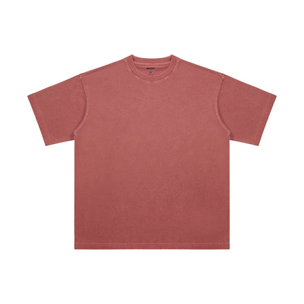 Summer New Cotton T-Shirt Men'S Retro Washed Distressed Short Sleeve Drop Shoulder Loose Fashion Brand