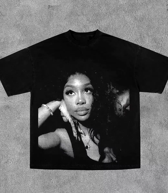 American Hip-Hop Character Pattern Printed T-Shirt