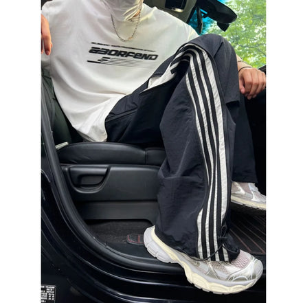 American Style Casual Trousers 2024 Autumn Trendy High Street Thin Quick Dry Straight-Leg Sweatpants Loose Fit Casual Pants