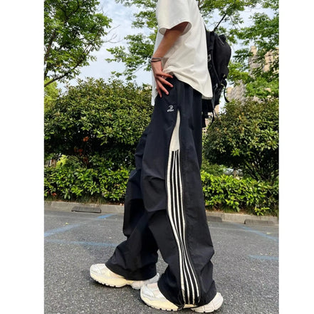American Style Casual Trousers 2024 Autumn Trendy High Street Thin Quick Dry Straight-Leg Sweatpants Loose Fit Casual Pants