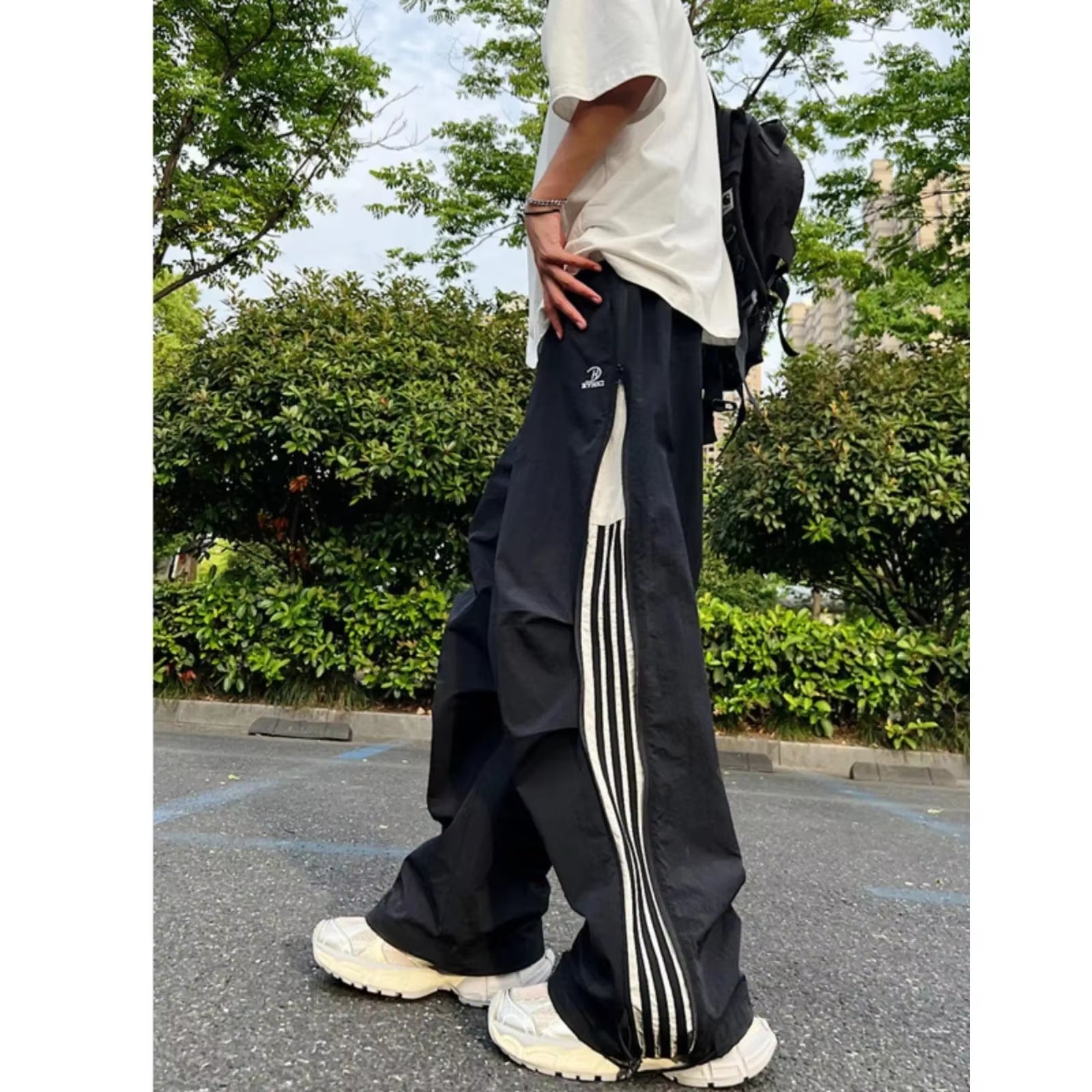 American Style Casual Trousers 2024 Autumn Trendy High Street Thin Quick Dry Straight-Leg Sweatpants Loose Fit Casual Pants