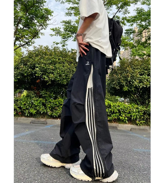 American Style Casual Trousers 2024 Autumn Trendy High Street Thin Quick Dry Straight-Leg Sweatpants Loose Fit Casual Pants