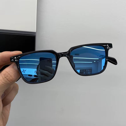 New Small Box Sunglasses Female Trendy Retro Korean Sunglasses Male Trendy round Face Net Red Plain Thin Glasses