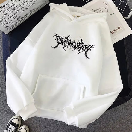 Men'S Loose Fleece-Lined Letter Print Hoodie Sweatshirt Southeast Asia Style Autumn Winter Casual Comfortable Streetwear