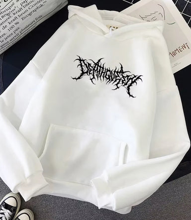 Men'S Loose Fleece-Lined Letter Print Hoodie Sweatshirt Southeast Asia Style Autumn Winter Casual Comfortable Streetwear