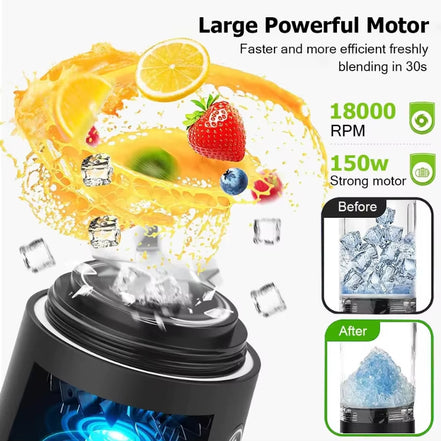 New Portable Blender 600ML Electric Juicer Fruit Mixers 4000Mah USB Rechargeable Mini Smoothie Blender Orange Juicer Machine