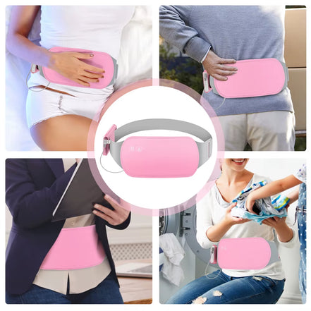 Electric Period Cramp Massager Vibrating Heating Belt for Menstrual Colic Relief Pain Waist Stomach Abdominal Warm Palace Belt