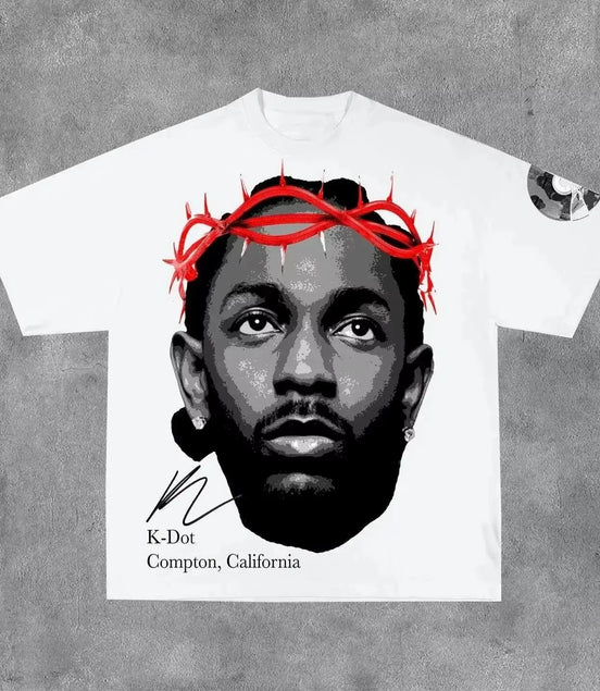 American Hip-Hop Character Pattern Printed T-Shirt Casual Fashion Oversized T-Shirt Harajuku Gothic Retro Tshirts Unisex Y2K Top