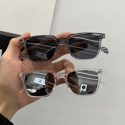New Small Box Sunglasses Female Trendy Retro Korean Sunglasses Male Trendy round Face Net Red Plain Thin Glasses